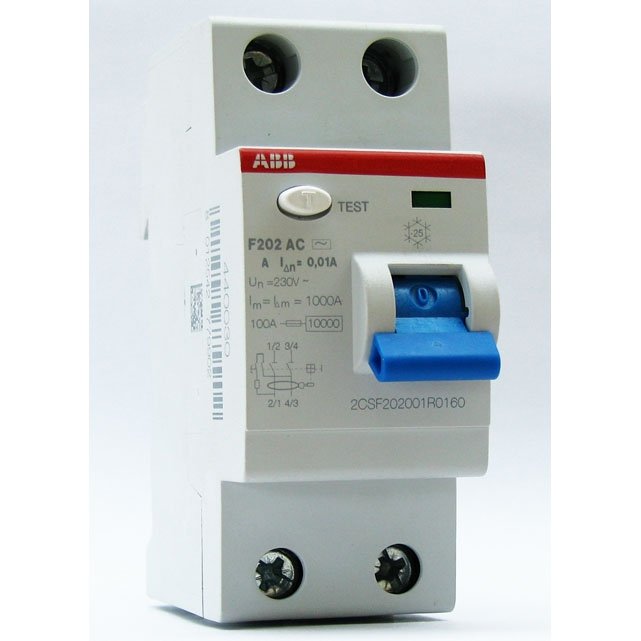 Выключатель дифференциального тока (УЗО) 2п 16А 10мА F202 АС (F202 AC-16/0,01)