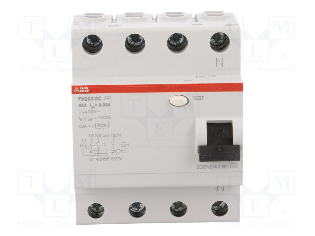 Выключатель дифференциального тока (УЗО) 4п 63А 30мА FH204 АС (FH204 AC-63/0,03)