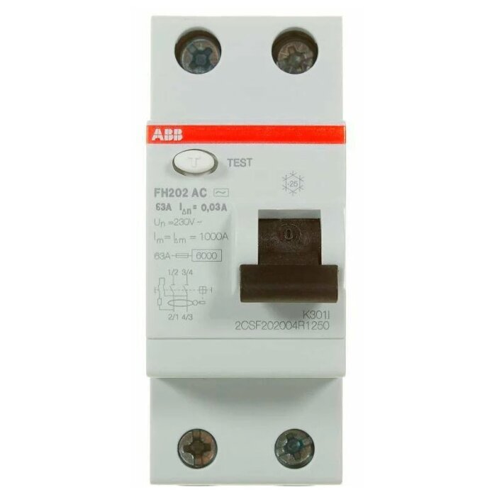Выключатель дифференциального тока (УЗО) 2п 63А 30мА FH202 АС (FH202 AC-63/0,03)